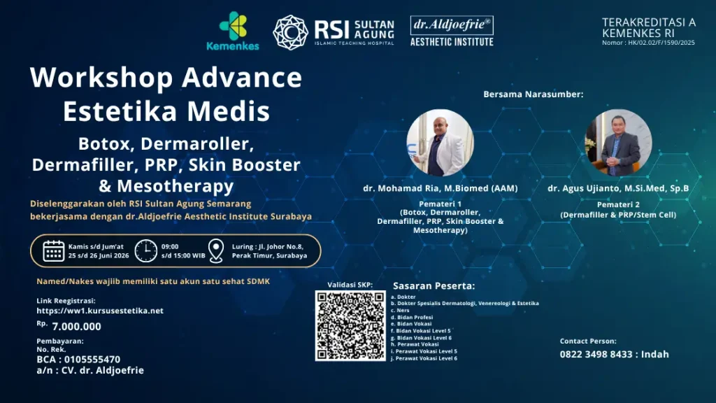 Workshop Advance Estetika Medis : Botox, Dermaroller, Dermafiller, PRP, Skin Booster dan Mesotherapy